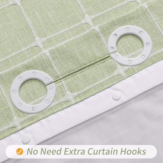 MitoVilla No Hooks Needed Boho Farmhouse Shower Curtain with Snap-in Liner, Cotton Linen Fabric Shower Curtains with Tassels for Rustic Neutral Bathroom Decor, Sage Green, 72 x 74 - ModernBath