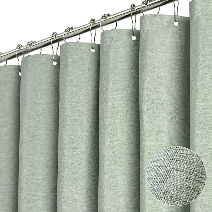 BTTN Sage Green Shower Curtain, Linen Textured Heavy Duty Thick Fabric Shower Curtain Set with 12 Plastic Hooks, Machine Washable, Hotel Spa Luxury Decorative Curtains for Bathroom Showers, 72x72 - ModernBath