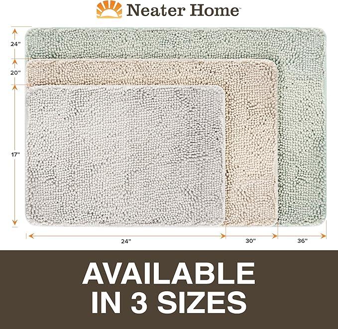 Neater Home Plush Bathroom Rugs 36x24 Thick Chenille Quick Dry Microfiber Absorbent Bath Mat, Soft Bath Rugs, Machine Washable Bathroom Floor Mat for Tub Shower Sink, Home Decor Accessories, Green - ModernBath