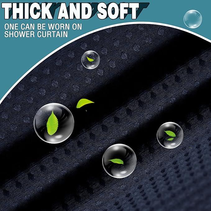 Conbo Mio Stall No Hook Waffle Weave Shower Curtain with Snap in Liner Set, Hotel Luxury Black Shower Curtains for Bathroom with See Through Top Window, Waterproof, Washable 54W x 74H - ModernBath