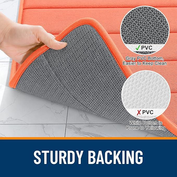OLANLY Memory Foam Long Bathroom Rugs Runner 59x20, Super Soft Absorbent Bath Mat, Quick Dry, Machine Washable Shower Floor Rugs, Bathmat Carpet, Bathroom Home Decor Accessories, Coral - ModernBath