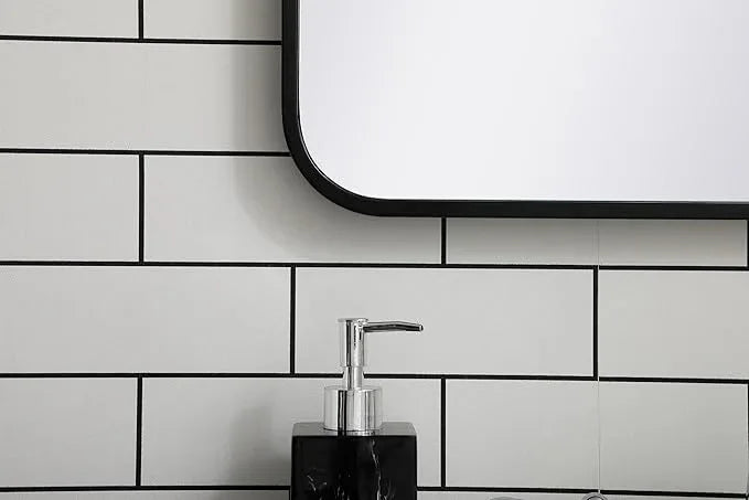 ARS Concepts Aura, Soft Corner Metal Rectangular Mirror 22X36 Inch in, Modern, Black - ModernBath