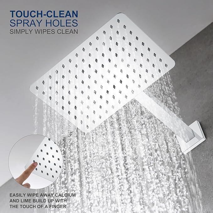 KENES Polished Chrome Tub and Shower Trim Kit, Tub Shower Faucet Set Complete with 10-Inch Rainfall Shower Head and Tub Spout, KE-6024A-5 (Shower Valve Included) - ModernBath