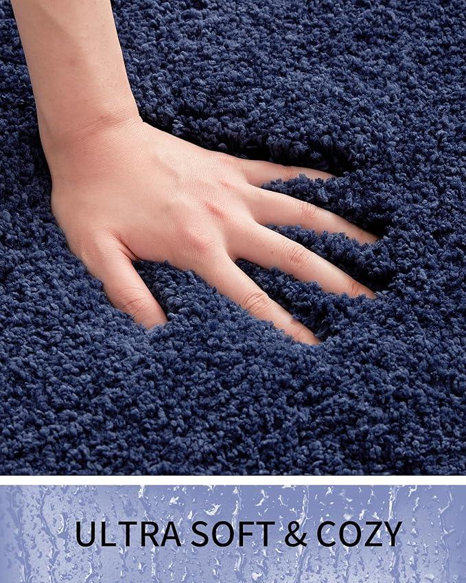 Ruggnovea Bathroom Rugs Non Slip Washable, Ultra Soft Thick Shaggy Absorbent Bath Mats, High Density Foam Latex Non Slip Backing Bath Rugs, Microfiber Bath Mats for Bathroom Floor&Sink,24x17,Navy Blue - ModernBath