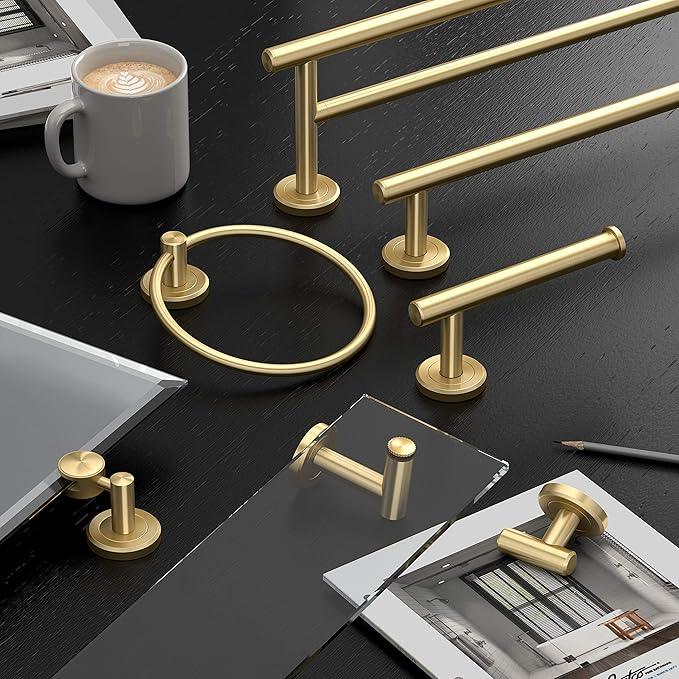 Gatco 1431B, Modern Rectangle Base Freestanding Toilet Paper Holder, 22.25”, Brushed Brass/Free Standing Toilet Tissue Holder Stand with Weighted Base - ModernBath