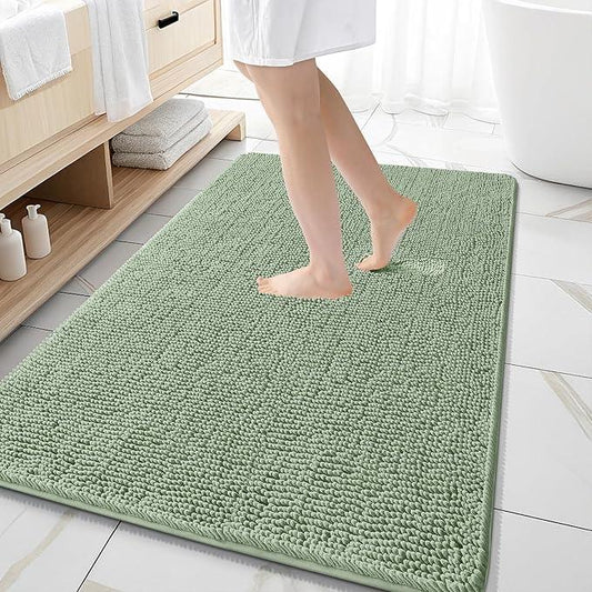 OLANLY Bathroom Rugs 59x35, Extra Soft Absorbent Chenille Bath Rugs, Rubber Backing Quick Dry, Machine Washable Bath Mats for Bathroom Floor, Tub and Shower, Home Decor Accessories, Sage Green - ModernBath