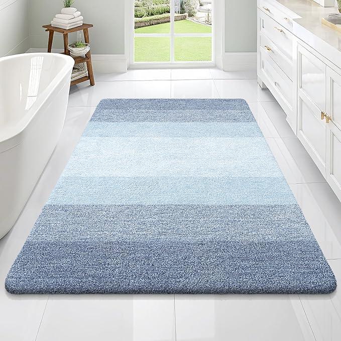 OLANLY Bathroom Rugs Mat 70x46, Extra Soft Absorbent Microfiber Bath Rugs, Rubber Backing, Quick Dry, Machine Washable Bath Mats for Bathroom Floor, Tub and Shower, Home Decor Accessories, Blue - ModernBath