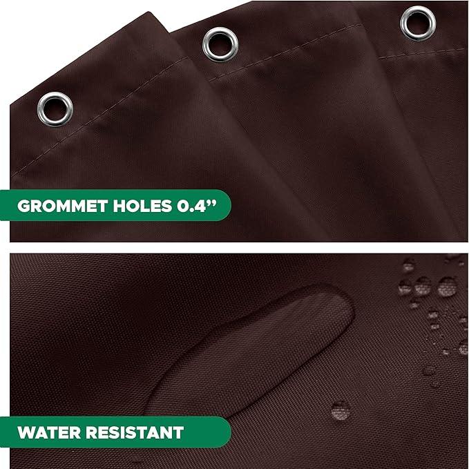Biscaynebay Quality Fabric Shower Curtain Liner 72" by 72", Brown Water Resistant Bathroom Curtains, Rust Resistant Grommets Top Weighted Bottom Hem Machine Washable - ModernBath