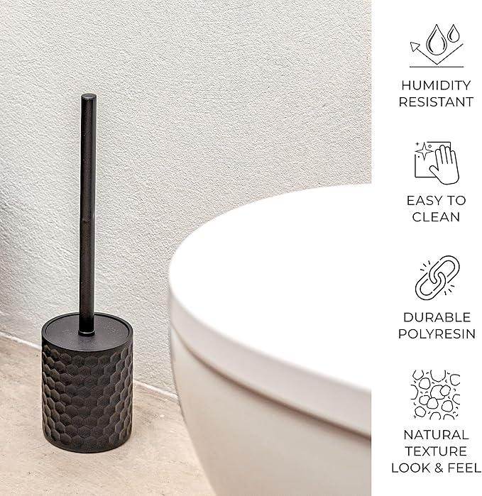 ZCCZ Bathroom Accessories Set 5 Pcs - Soap Dispenser, Toilet Brush, Toothbrush Holder, Tumbler, Soap Dish - Vintage Decor for Countertop Vanity Organizer, Black Bathroom Accessory Collection - ModernBath