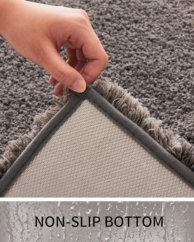 Ruggnovea Bathroom Rugs Non Slip Washable 59x24, Ultra Soft Thick Shaggy Absorbent Bath Mats, High Density Foam Latex Non Slip Backing Bath Rugs, Microfiber Bath Mats for Bathroom Floor&Sink,Dark Grey - ModernBath