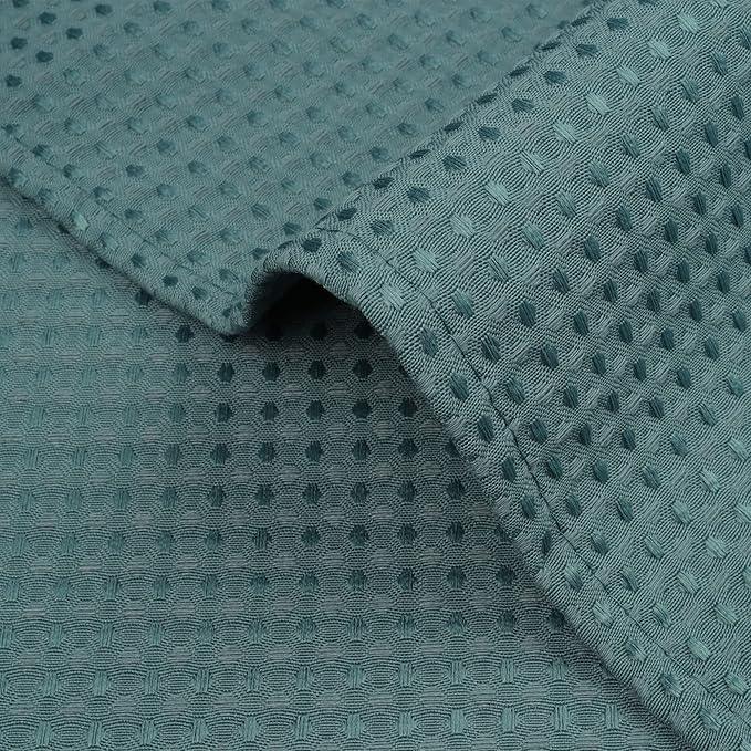 River Dream Heavyweight No Hooks Required Dotted Waffle Weave Shower Curtain with Snap in Liner - 71W x 74H,Hotel Grade,Spa Like Bath Curtain,Teal - ModernBath