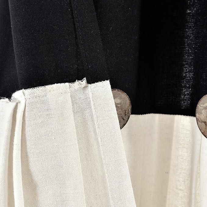 Lush Decor Linen Button Shower Curtain, 72" W x 72" L, Black & Off White - Black Shower Curtain Fabric - Bathroom Curtain - Farmhouse Bathroom Decor - ModernBath