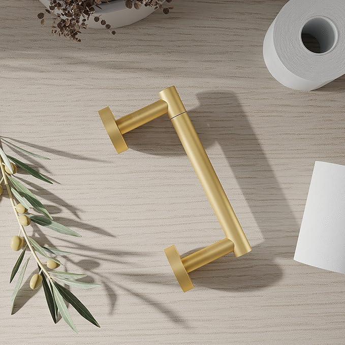 Gold 2 Pack Toilet Paper Holder SUS304 Stainless Steel Double Post Pivoting Toilet Paper Roll Holder Wall Mounted Toilet Tissue Holder for Commercial Bathroom RV - ModernBath