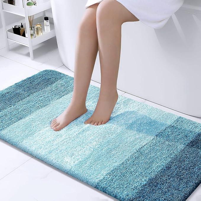 OLANLY Bathroom Runner Rugs 47x24, Extra Soft Absorbent Microfiber Bath Rugs, Rubber Backing, Quick Dry, Washable Bath Mats for Bathroom Floor, Tub and Shower, Home Decor Accessories, Peacock Blue - ModernBath