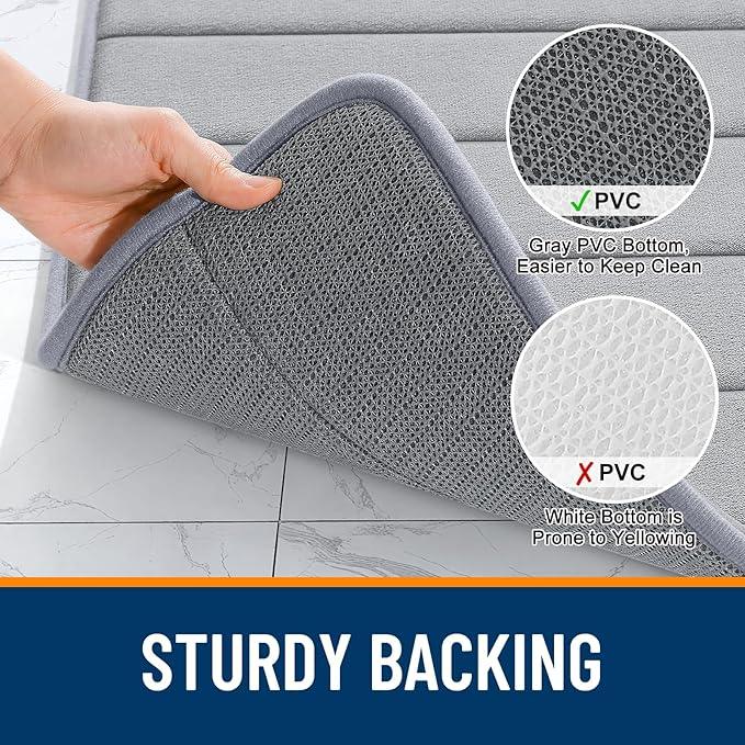 OLANLY Memory Foam Long Bathroom Rugs Runner 70x24, Super Soft Absorbent Bath Mat, Quick Dry, Machine Washable Shower Floor Rugs, Bathmat Carpet, Bathroom Home Decor Accessories, Grey - ModernBath
