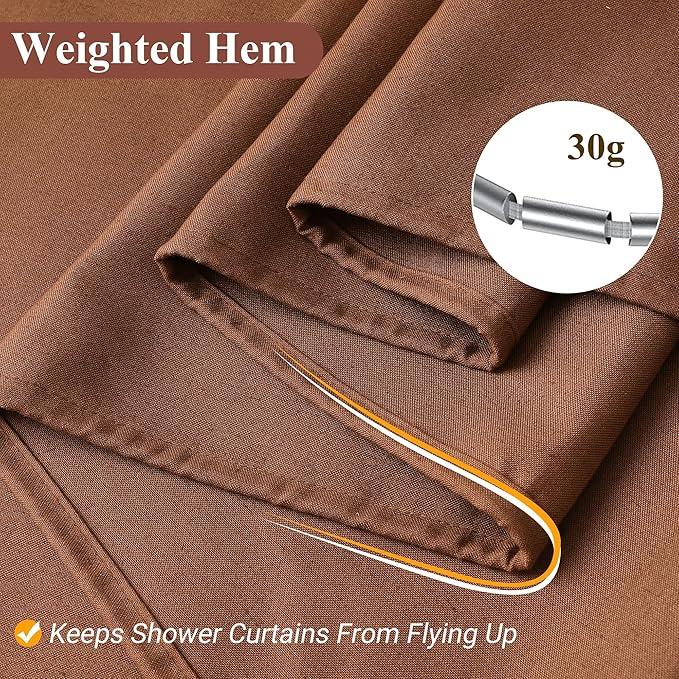 Naturoom Rustic Brown Linen Shower Curtain, Country Boho Farmhouse Bath Decor Shower Curtains Neutral Cloth Weighted Textured Fabric Bath Curtain Liner with Hooks, 72x84 - ModernBath