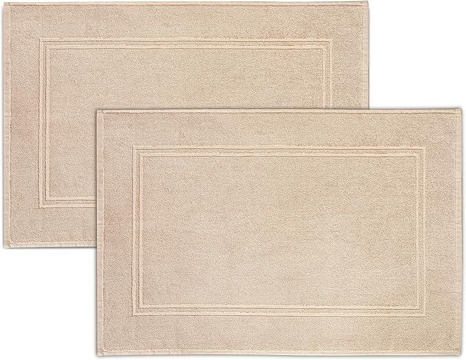 Tens Towels Pack of 2 Bath Mats 100% Cotton, 20 x 32 Inches, Super Absorbent, Hotel Quality Premium Floor Towels, Luxurious, Soft & Quick Dry, Not a Bathroom Rug, Beige - ModernBath