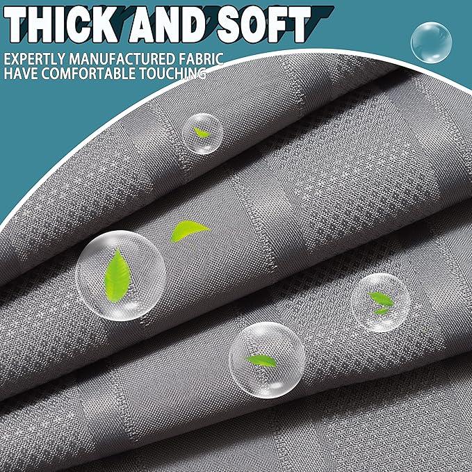 Extra Long No Hook Waffle Weave Shower Curtain with Snap in Liner Set, Hotel Luxury Grey Shower Curtains for Bathroom with See Through Top Window, Waterproof, Washable 71W x 84H Stripe - ModernBath