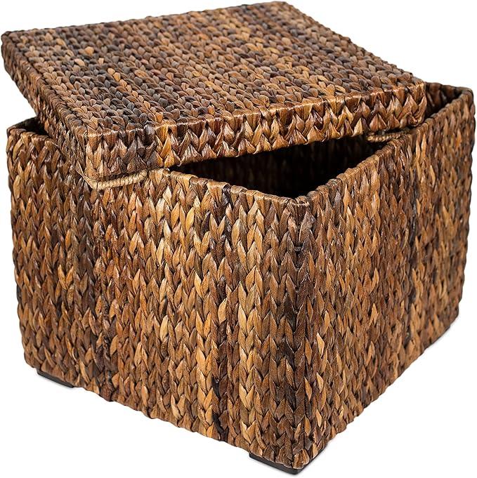 BIRDROCK HOME Woven Storage Cube - Abaca Seagrass Decorative Ottoman - Living Room Side Table - Store Blankets Pillows Magazines Books Remotes - ModernBath