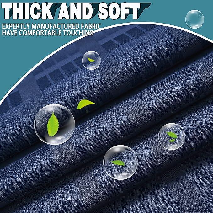 Conbo Mio Stall No Hook Shower Curtain with Snap in Liner Set, Hotel Luxury Navy Blue Shower Curtains for Bathroom with See Through Top Window, Waterproof, Washable 54W x 74H - ModernBath