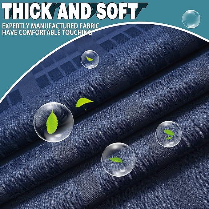Conbo Mio No Hook Shower Curtain with Snap in Liner Set, Hotel Luxury Navy Blue Shower Curtains for Bathroom with See Through Top Window, Waterproof, Washable 71W x 74H - ModernBath