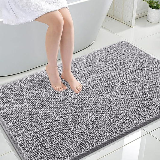 OLANLY Bathroom Rugs 44x32, Extra Soft Absorbent Chenille Bath Rugs, Rubber Backing Quick Dry, Machine Washable Bath Mats for Bathroom Floor, Tub and Shower, Home Decor Accessories, Grey - ModernBath