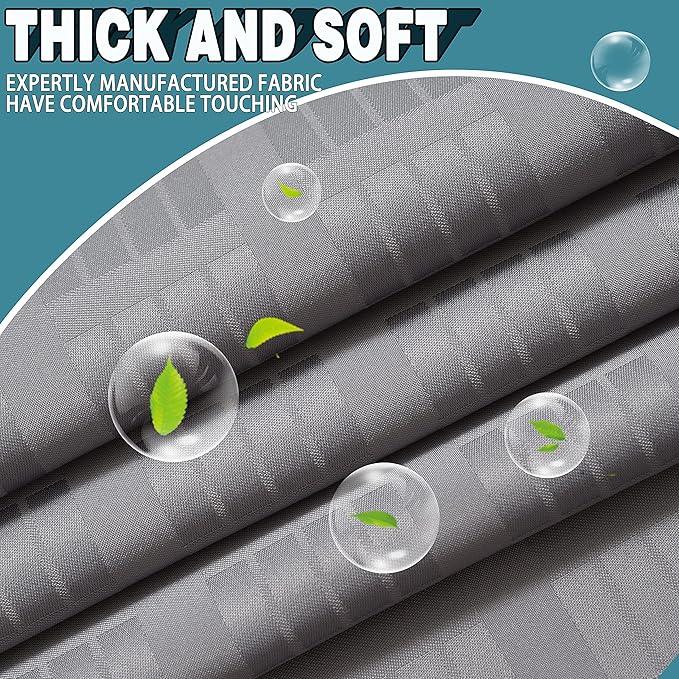 Conbo Mio Extra Long No Hook Shower Curtain with Snap in Liner Set, Hotel Luxury Grey Shower Curtains for Bathroom with See Through Top Window, Waterproof, Washable 71W x 84H - ModernBath