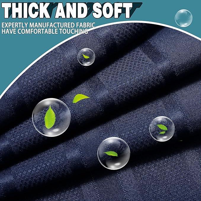 Conbo Mio No Hook Waffle Weave Shower Curtain with Snap in Liner Set, Hotel Luxury Dark Blue Shower Curtains for Bathroom with See Through Top Window, Waterproof, Washable 71W x 74H Stripe - ModernBath