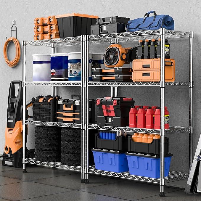 1000 lbs Storage Shelving 4-Tier Utility Shelving Unit Steel Organizer Wire Rack for Home,Kitchen,Office,Chrome (13.7" D x 23.6" W x 53.4" H) - ModernBath
