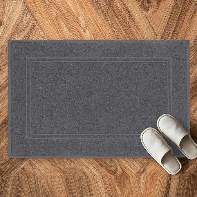 Tens Towels Pack of 2 Bath Mats 100% Cotton, 20 x 32 Inches, Super Absorbent, Hotel Quality Premium Floor Towels, Luxurious, Soft & Quick Dry, Not a Bathroom Rug, Dark Grey - ModernBath
