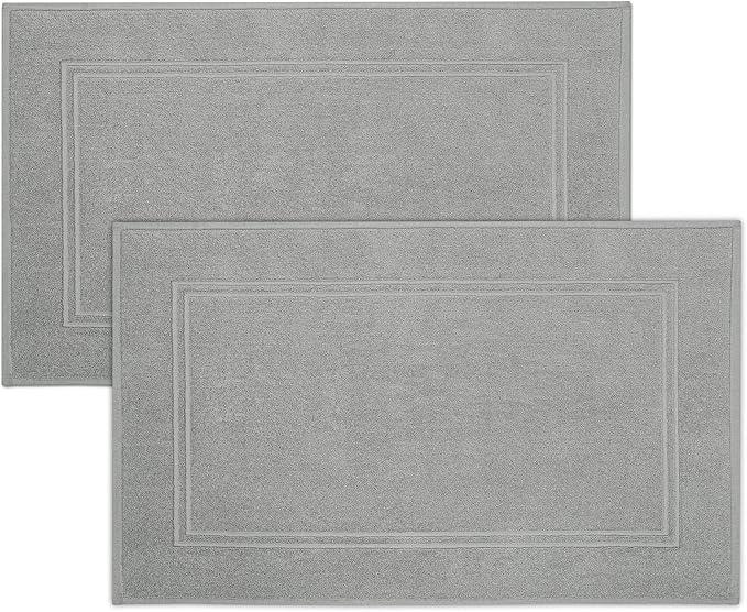 Tens Towels Pack of 2 Bath Mats 100% Cotton, 20 x 32 Inches, Super Absorbent, Hotel Quality Premium Floor Towels, Luxurious, Soft & Quick Dry, Not a Bathroom Rug, Cool Grey - ModernBath